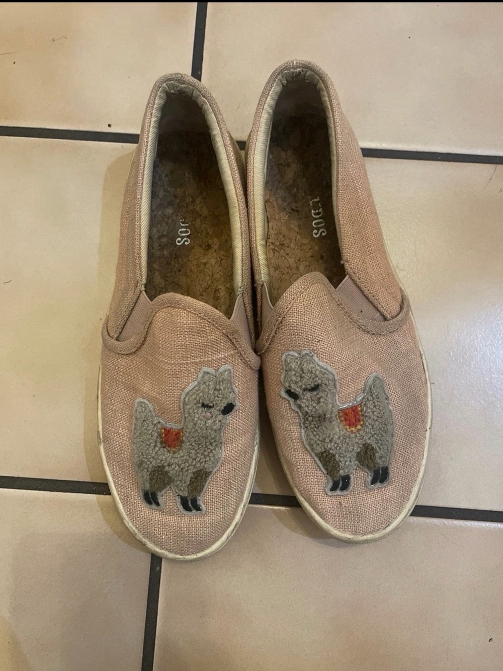 Soludos Pink Slip-On Sneakers with Llama Patch